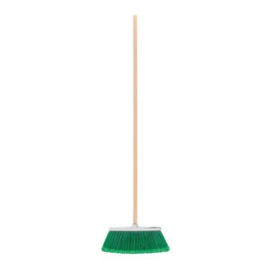 57055 - Escoba grande tipo cepillo, cerdas de PVC, bastón de madera