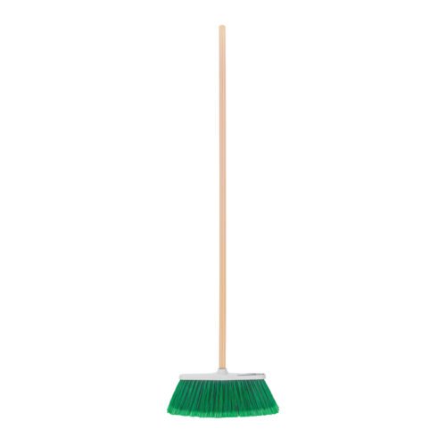 57055 - Escoba grande tipo cepillo, cerdas de PVC, bastón de madera