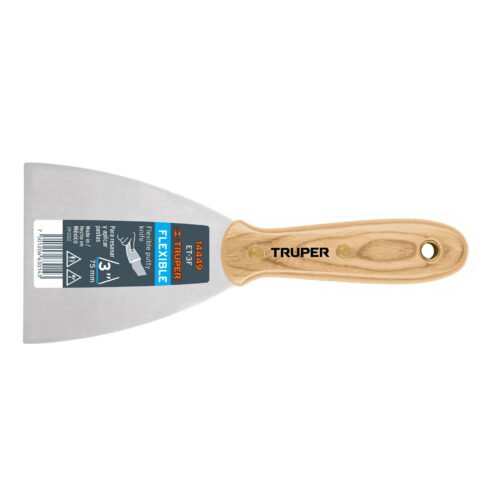 Espátula flexible 3" con mango de madera, Truper