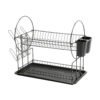 47501 - Escurridor negro de acero con 2 niveles para trastes