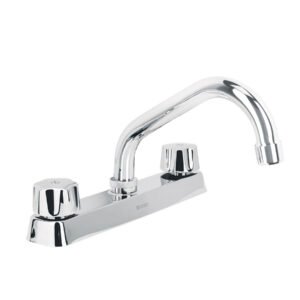 45608 - Mezcladora 8" fregadero cromo, cuello corto,compresión,BASIC