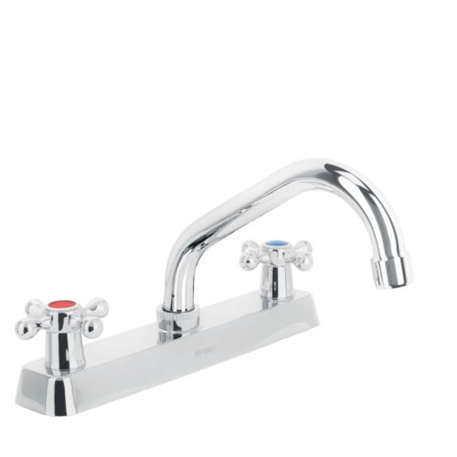 45611 - Mezcladora 8" fregadero cromo, cuello corto, cruceta, BASIC