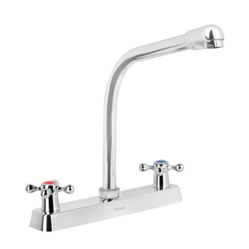 45613 - Mezcladora 8" fregadero cromo, cuello cobra, cruceta, BASIC
