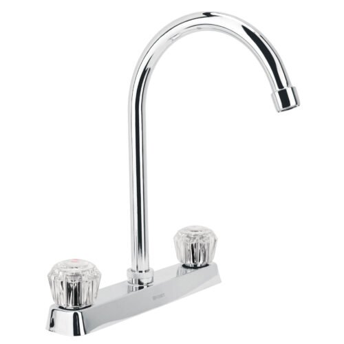 45617 - Mezcladora 8" fregadero cromo, cuello curvo, acrílico, BASIC