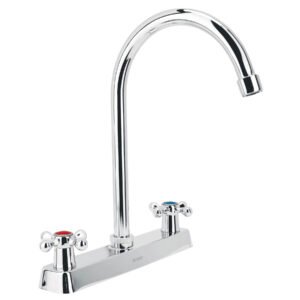 45620 - Mezcladora 8" fregadero cromo, cuello curvo, cruceta, BASIC