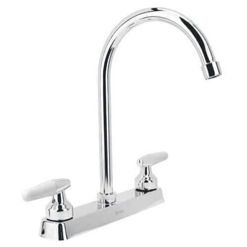 45619 - Mezcladora 8" fregadero cromo, cuello curvo, cono, BASIC