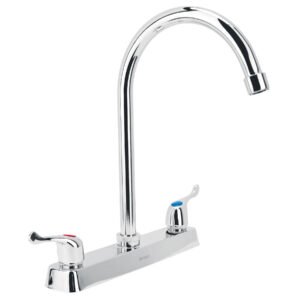 45618 - Mezcladora 8" fregadero cromo, cuello curvo, palanca, BASIC