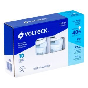 48508 - Pack de 4 lámparas espiral mini T2 9 W luz de día, en caja