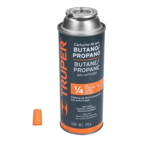 11920 - Lata de gas de 220g con válvula de 1/4 de vuelta, TRUPER