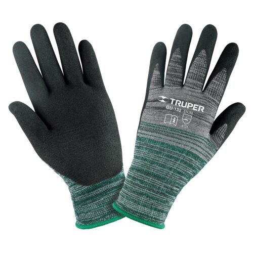 17064 - Guantes de nylon recubiertos de nitrilo arenoso, M, TRUPER