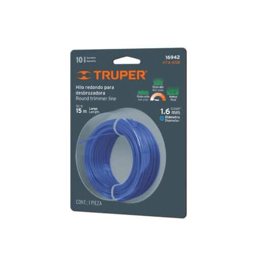 16942 - Hilo redondo, para desbrozadora, 1.6mm x 15m, tarjeta,TRUPER