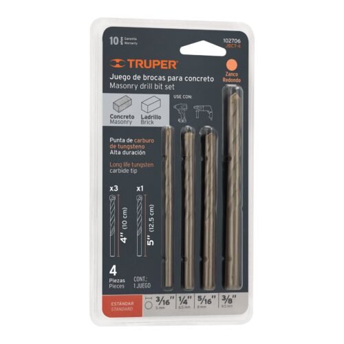 102706 - Juego de 4 brocas para concreto, TRUPER