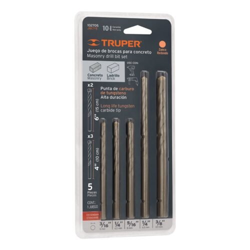 102705 - Juego de 5 brocas para concreto, TRUPER
