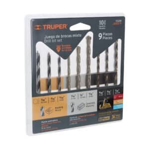 11339 - Juego de 9 brocas para metal, concreto y madera, Truper