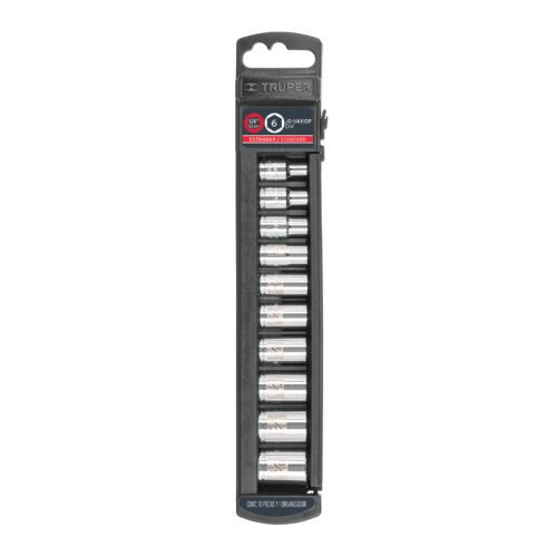 14165 - Juego de 10 dados cuadro 1/4" std, Truper