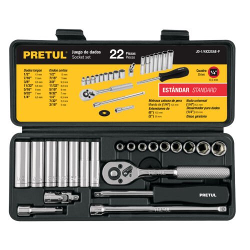 23981 - Juego de 22 herramientas 1/4" std para mecánico, Pretul