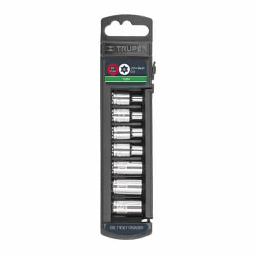 10027 - Juego de 7 dados torx cuadro 1/4", Truper