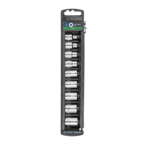 10025 - Juego de 9 dados cuadro 3/8" torx, Truper