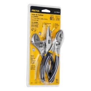 28216 - Juego de 2 pinzas y 1 llave ajustable, mangos de PVC, Pretul