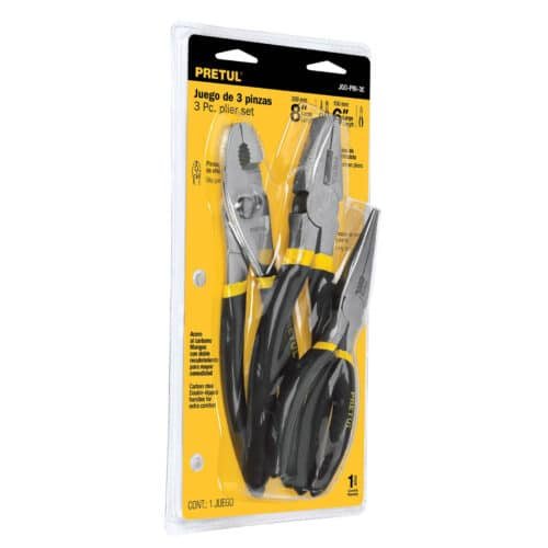 23976 - Juego de 3 pinzas, mangos de PVC, Pretul