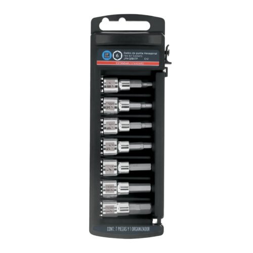 14169 - Juego de 7 dados punta hexagonal std, cuadro 3/8", Truper