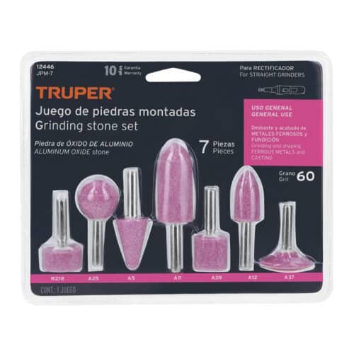 12446 - Juego de 7 piedras montadas zanco 1/4", uso general, Truper