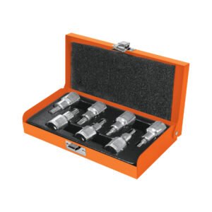 13928 - Juego de 7 dados cuadro 1/2" punta torx, estuche metálico