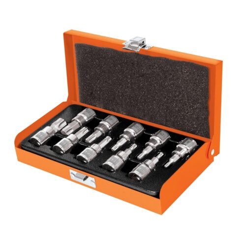 13976 - Juego de 10 dados cuadro 3/8" punta torx, estuche metálico