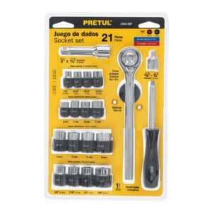 JUDA-25P.jpg 21162 - Juego de 21 herramientas 1/4" y 3/8" para mecánico, Pretul