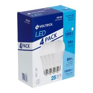 48128 - Pack de 4 lámparas LED A19 14 W (equiv. 100 W), luz de día