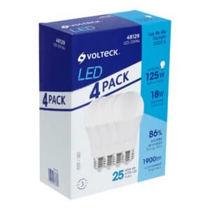 48129 - Pack de 4 lámparas LED A19 18 W (equiv. 125 W), luz de día