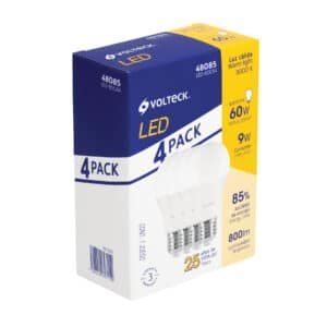 48085 - Pack de 4 lámparas LED A19 9 W (equiv. 60 W), luz cálida