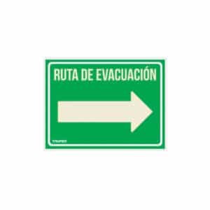 18368 - Letrero de señalización "RUTA EVACUACIÓN DERECHA",21 x 28 cm