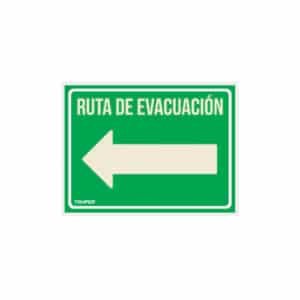 18369 - Letrero de señalización "RUTA EVACUACIÓN IZQUIERDA",21x28 cm