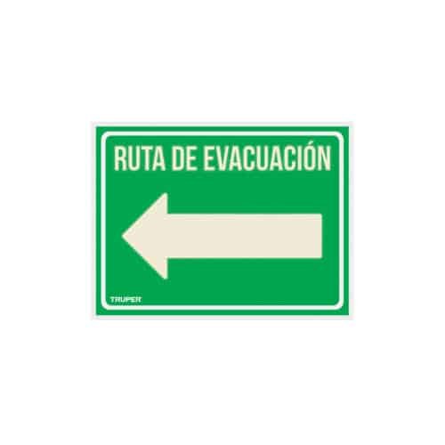 18369 - Letrero de señalización "RUTA EVACUACIÓN IZQUIERDA",21x28 cm