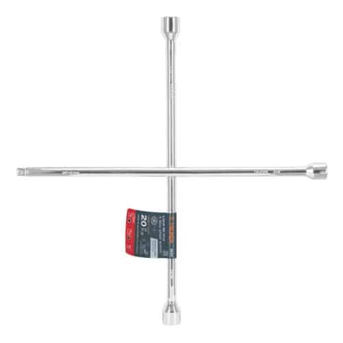 18024 - Llave de cruz 20" pulida y cromada con entrada cuadro 1/2"