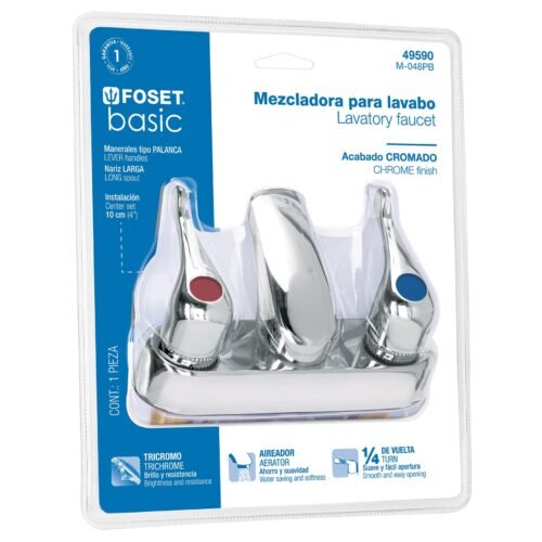 49590 - Mezcladora 4" lavabo, ABS, palanca, blister, BASIC