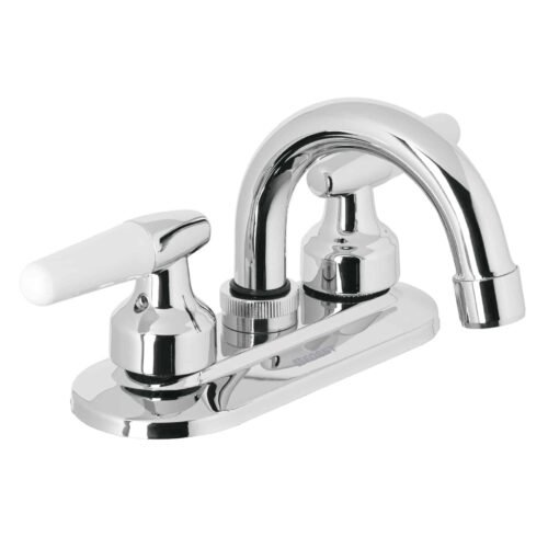 49204 - Mezcladora 4" para lavabo, cuello curvo, manerales cono