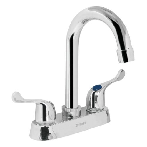 49280 - Mezcladora 4" para lavabo, cuello bar, manerales palanca