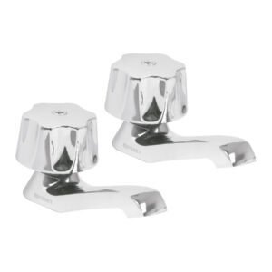 49234 - Juego 2 llaves individuales para lavabo, manerales metálicos