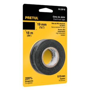 20523 - Cinta de aislar de 18 m x 19 mm, negra en blíster, Pretul
