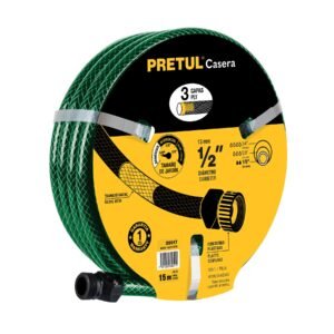 25017 - Manguera 1/2" reforzada 3 capas 15m conexiones plást, Pretul