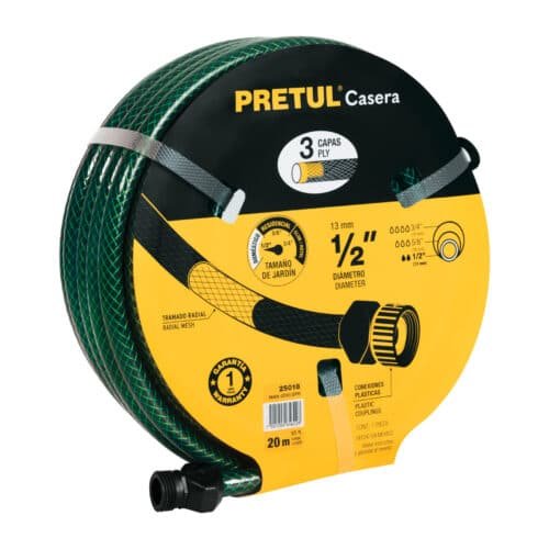 25018 - Manguera 1/2" reforzada 3 capas 20m conexiones plást, Pretul