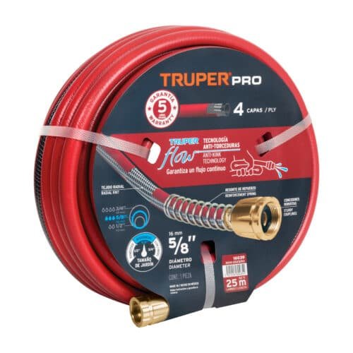 16039 - Manguera 5/8" super reforzada 4 capas 25 m conexiones metal