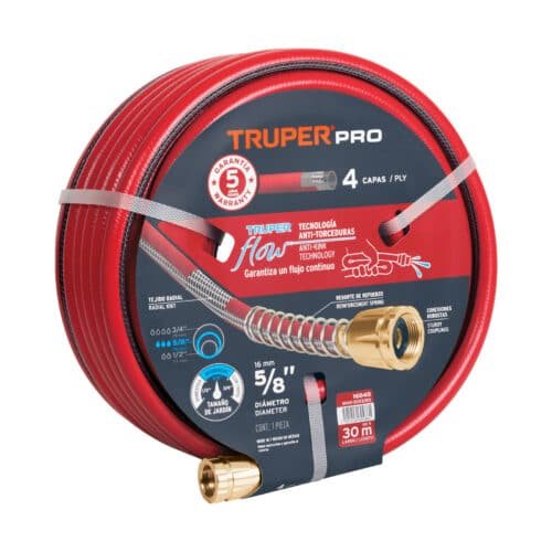 MAN-30X5-8X.jpg 16040 - Manguera 5/8" super reforzada 4 capas 30 m conexiones metal