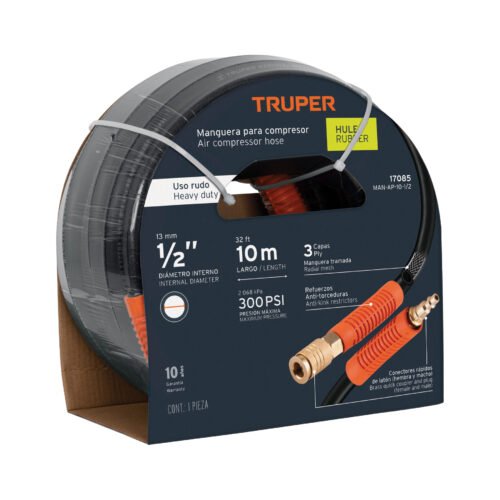 MAN-AP-10-1-2.jpg 17085 - Manguera para compresor, de hule, 10m x 1/2", Truper