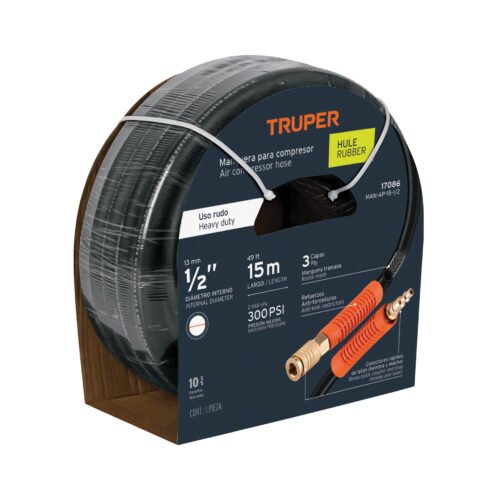 17086 - Manguera para compresor, de hule, 15m x 1/2", Truper