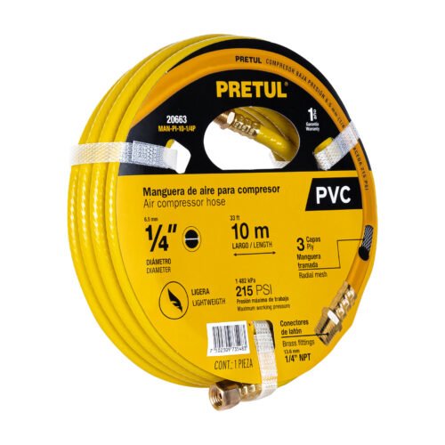 20663 - Manguera para compresor, de PVC, 10m x 1/4", Pretul