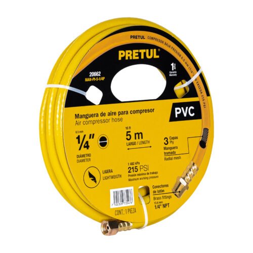 20662 - Manguera para compresor, de PVC, 5m x 1/4", Pretul