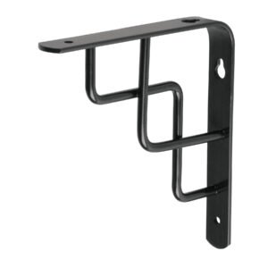 47702 - Ménsula reforzada negra 6 x 6", diseño escalera, FIERO